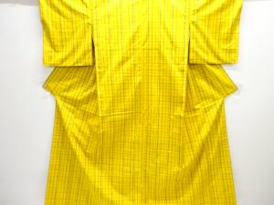 格子織り出し米沢紬着物・道中着アンサンブル